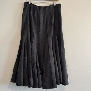 Lena Gabrielle Elegant Black Midi Skirt Pleated Swing Fringe Boho Lagenlook 10